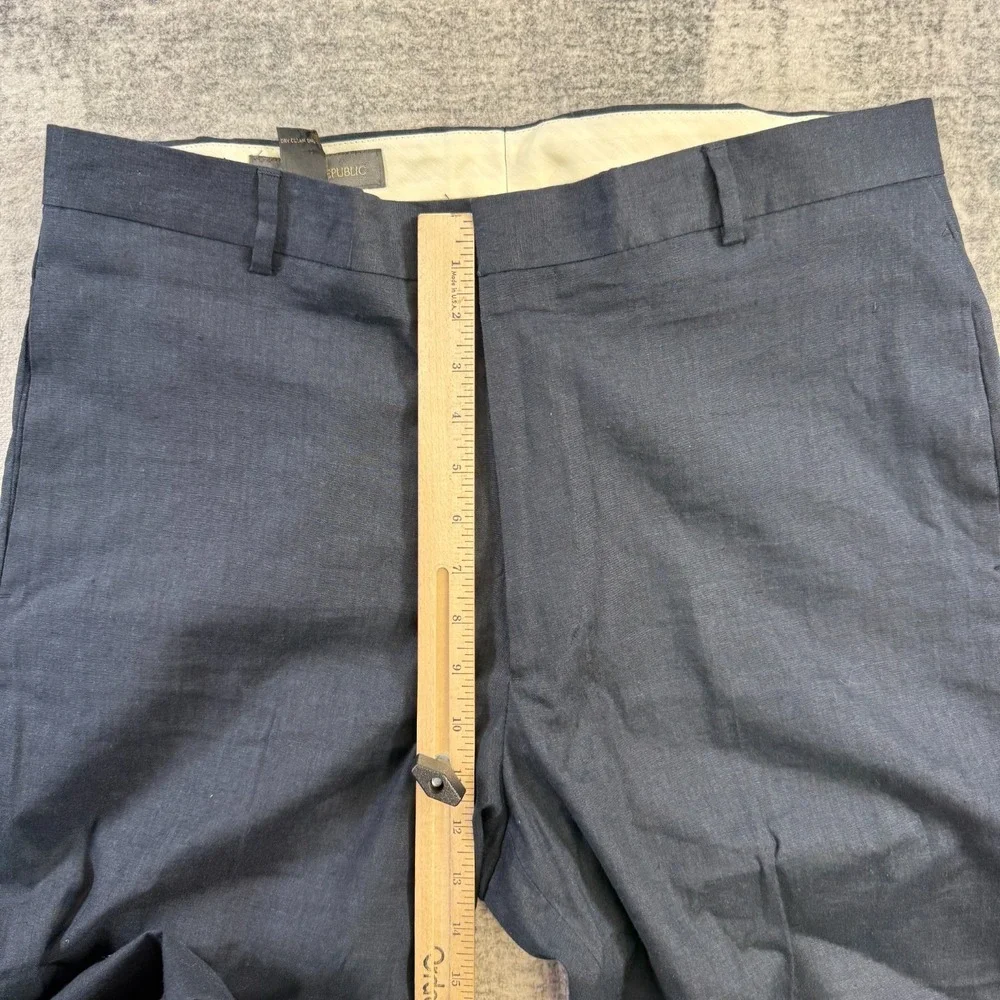 VTG Banana Republic Linen Dress Pants Mens 36 Navy Blue Suit Trousers Italy Y2K